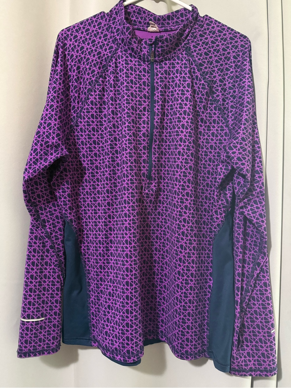 Champion Purple Geometric Long-Sleeve Half-Zip Top